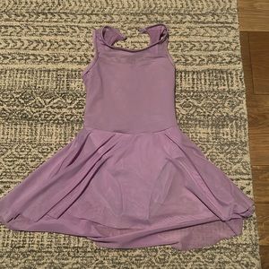 Lavender, kids cotton high low dance dress dance, keyhole back. 1C